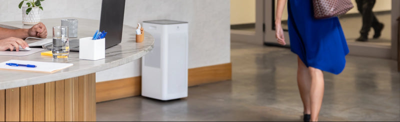 an office entry way with an air purifier