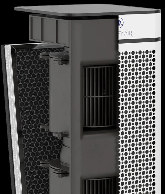 cutout image of a an air purifier with an air filter