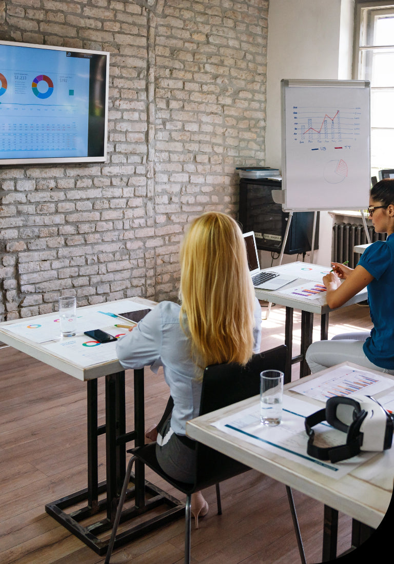 A classroom with students learning