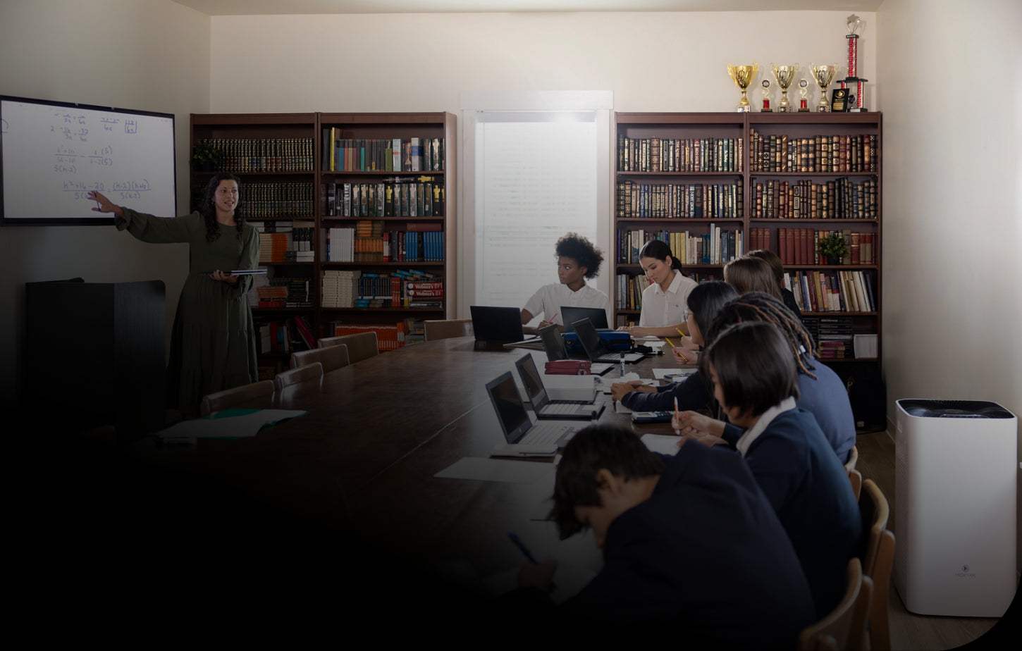 a classroom with a HEPA Air Purifier