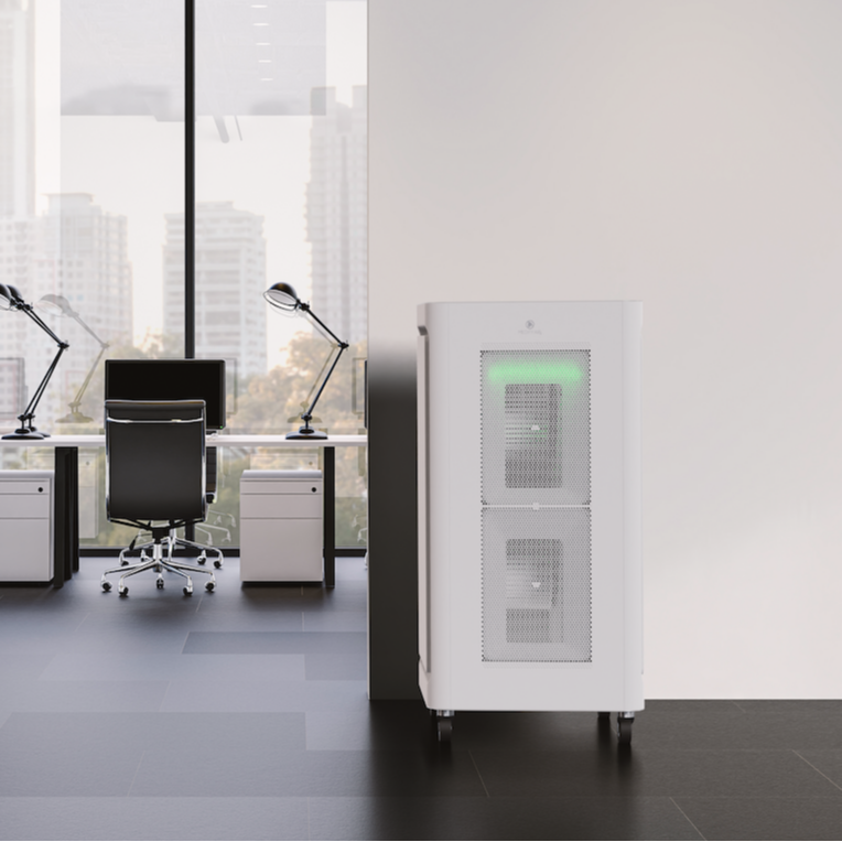 air purifier in the hallway of an office building
