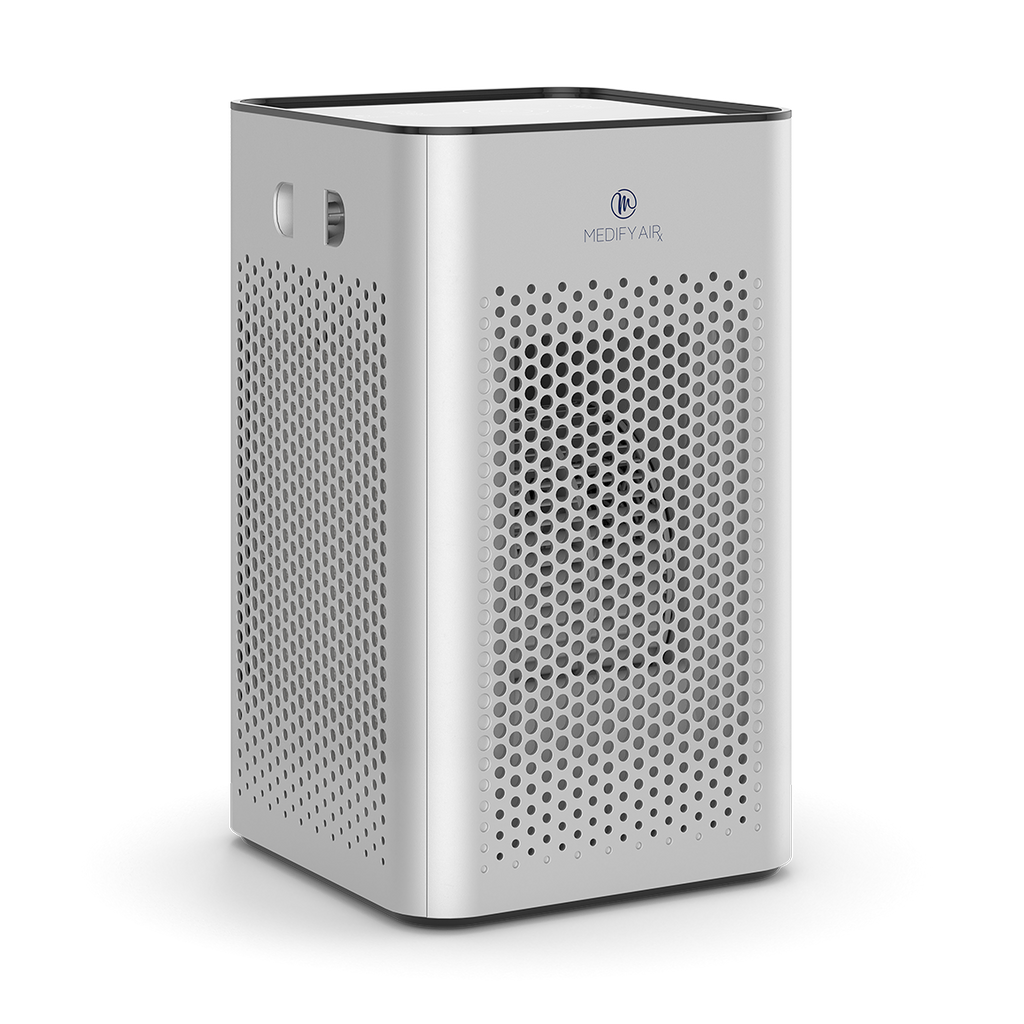 a silver colored MA 25 air purifier on a transparent background