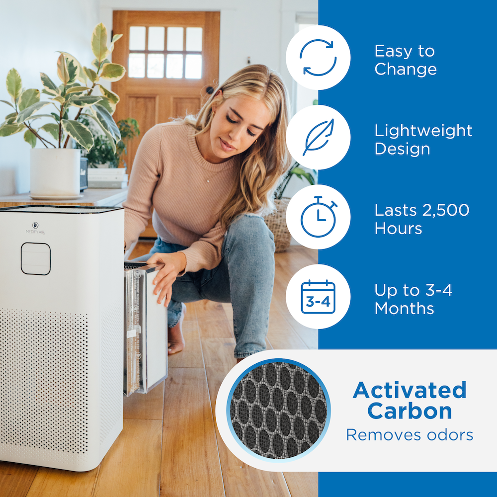 Woman changing MA-50 Air Purifier HEPA Filter