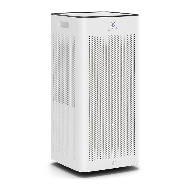 White rectangular ma-112 pro air purifier with perforated front panel and minimalist design for clean air filtration
