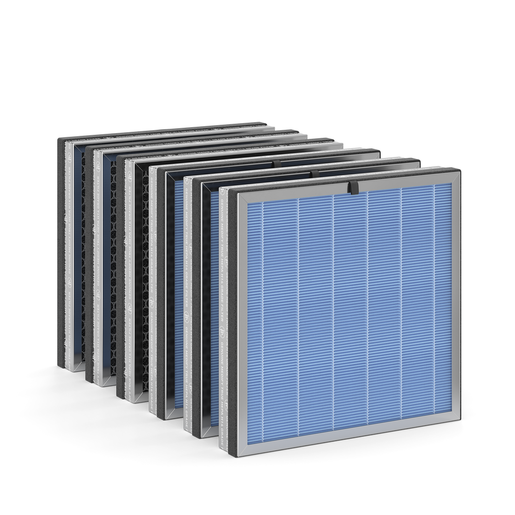 Blue pleated air filter with silver metallic frame from ma-1400 pro filter set for high efficiency filtration