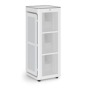 White rectangular ma-1400 pro air purifier with perforated front panels and sleek modern design for clean air