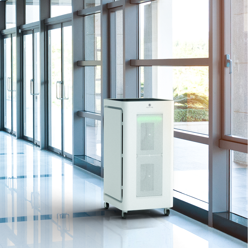 air purifier next to a window at the hospital